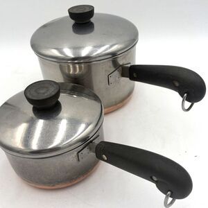 Vintage Revere Ware 4 Pc Copper Clad Saucepan Set 1 Qt 2 Qt w/Lids USA Patent